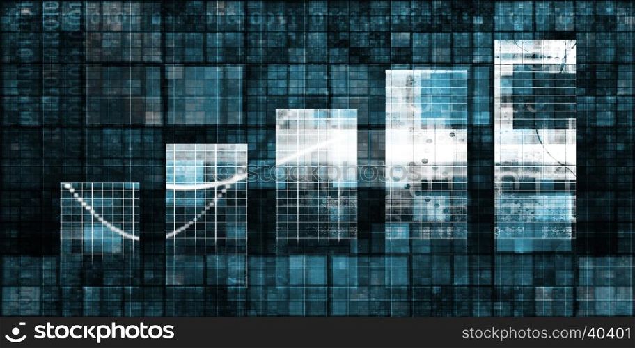 Digital Analytics Concept with Bar Chart Graph Art. Digital Analytics