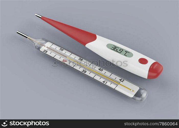 Digital and mercury medical thermometers