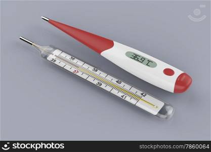 Digital and mercury medical thermometers