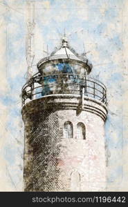 Digital artistic Sketch of a Lighthouse, based on own Photography, Property Release not required.