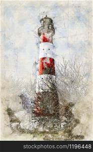 Digital artistic Sketch of a Lighthouse, based on own Photography, Property Release not required.