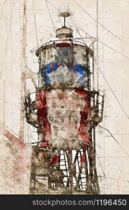 Digital artistic Sketch of a Lightship, based on own Photography, Property Release not required.