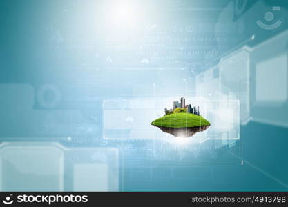 Digital background. Background digital image of city on island