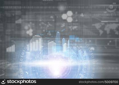 Digital background. Conceptual background image with media icons on screen
