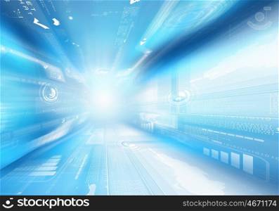 Digital background image. Digital blue background image with technology symbols