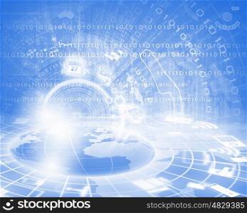 Digital background image with symbols and icons. Digital background