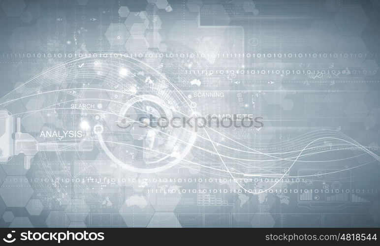 Digital background. Media background image with icons and binary code