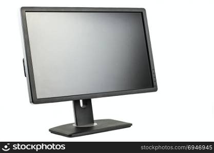 Digital black computer monitor screen on white background