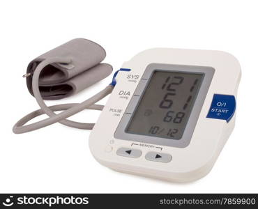 digital blood pressure equipment isolated on white, studio shot