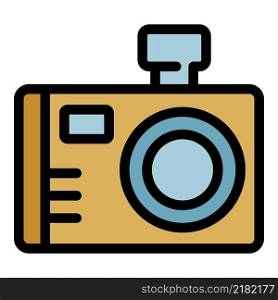 Digital camera icon. Outline digital camera vector icon color flat isolated. Digital camera icon color outline vector