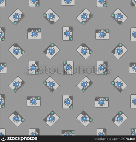 Digital Camera Icon Seamless Pattern on Grey Background.. Digital Camera Icon Seamless Pattern