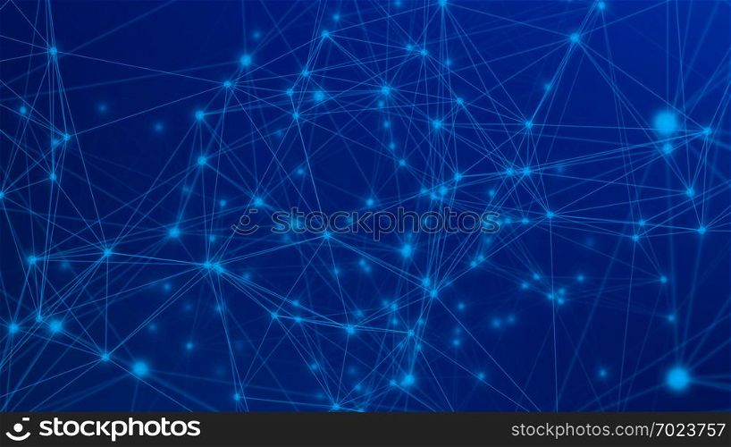 Digital computer data and network connection triangle lines and dots in futuristic technology concept background. Abstract graphic design illustration