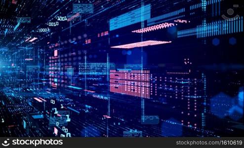 Digital cyberspace and data network connections. Transfer digital data high-speed internet. Technology digital data in the future background concept.