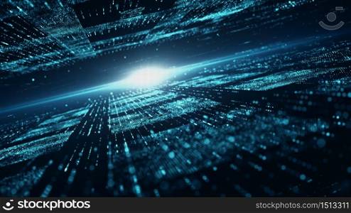 Digital cyberspace and particles background