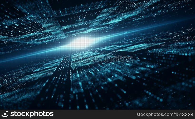 Digital cyberspace and particles background