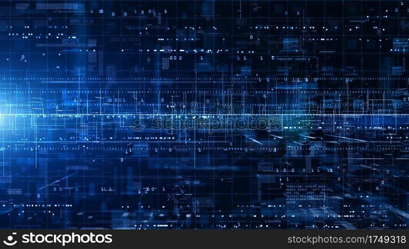 Digital Cyberspace with Particles and Digital Data Network Connections. High Speed Connection and Data Analysis Technology Digital Abstract Background Concept. 3d rendering