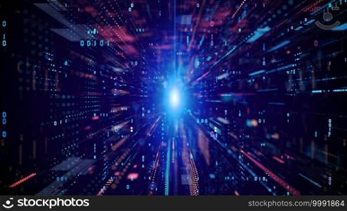 Digital Cyberspace with Particles and Digital Data Network Connections. High Speed Connection and Data Analysis Technology Digital Abstract Background Concept.