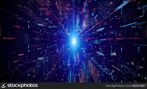 Digital Cyberspace with Particles and Digital Data Network Connections. High Speed Connection and Data Analysis Technology Digital Abstract Background Concept.