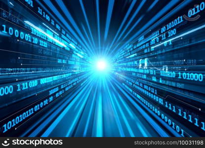 Digital data flow on road with motion blur to create vision of fast speed transfer . Concept of future digital transformation , disruptive innovation and agile business methodology .