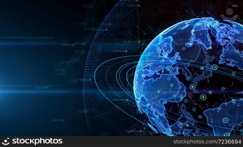 Digital data global network connections cyberspace. technology background Concept.
