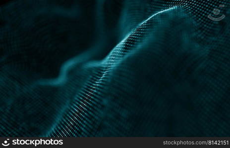 Digital data technology wave. Particle sound wave concept.. Digital data technology wave. Particle sound wave concept. Big data and data science wave background.