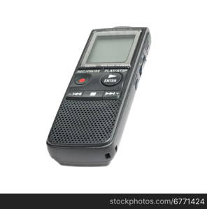 Digital dictaphone, isolated on white background, studio shot, stack shot, high depth of field