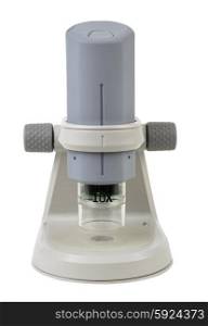 Digital educational microscope isolated on white background