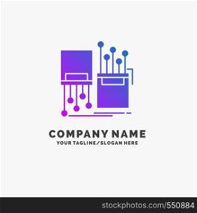 digital, fiber, electronic, lane, cable Purple Business Logo Template. Place for Tagline.. Vector EPS10 Abstract Template background
