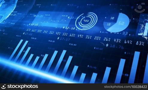 Digital financial chart bars, Financial investment trends around the world, Big data and stock market, Business and finance background