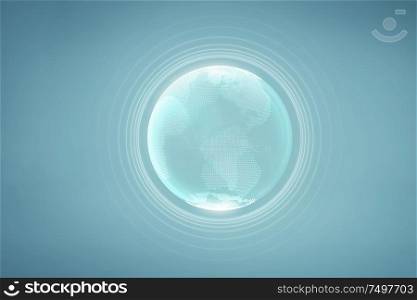 Digital glass planet earth with hologram design. Global business technologies concept. 3D rendering .