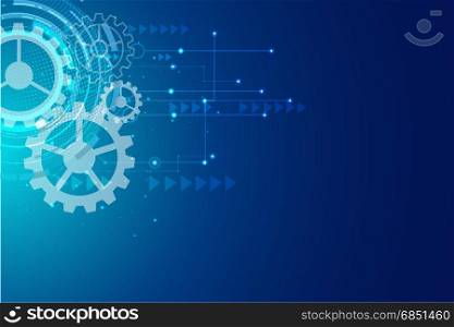 Digital hitech technology with gearwheel and Geometric network lines background