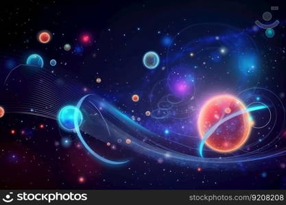 digital holographic background of galaxy, with stars and planets visible, created with generative ai. digital holographic background of galaxy, with stars and planets visible