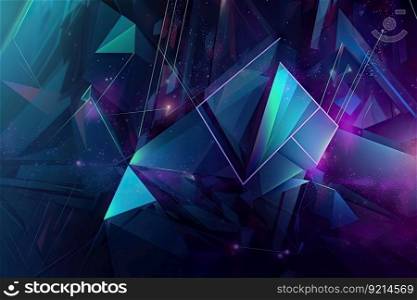 digital holographic background with abstract geometric shapes, creating futuristic and modern setting, created with generative ai. digital holographic background with abstract geometric shapes, creating futuristic and modern setting