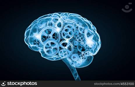 Digital human brain. Concept of human intelligence with human brain on white digital background