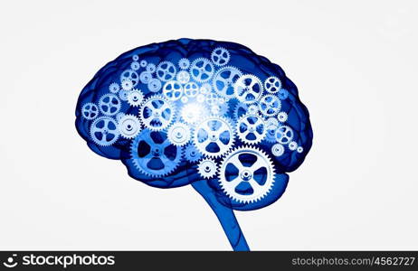 Digital human brain. Concept of human intelligence with human brain on white digital background