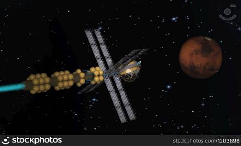 Digital Illustration of a Mars Flight
