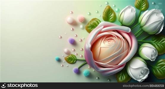 Digital Illustration of Beautiful Colorful Rose Flower In Bloom
