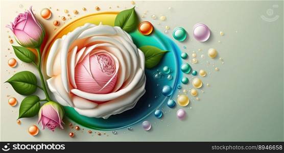 Digital Illustration of Colorful Rose Flower Blooming
