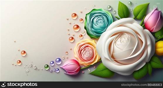 Digital Illustration of Colorful Rose Flower In Bloom