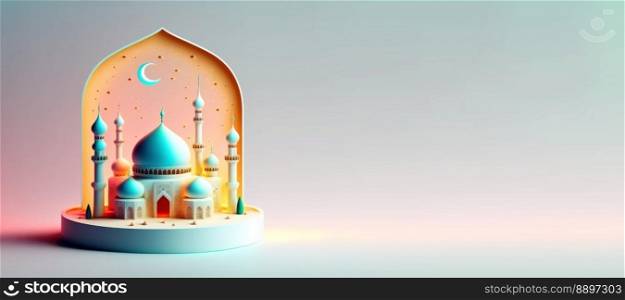 Digital Illustration of Mosque for Eid Ramadan Islmic Celebration Background