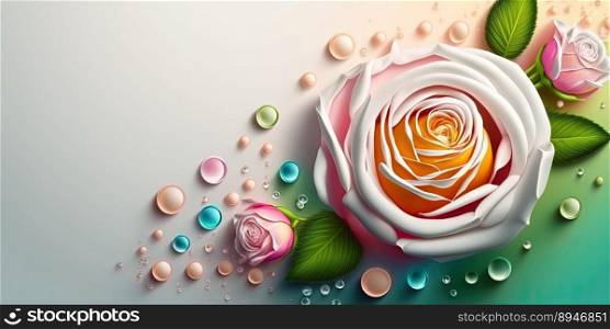 Digital Illustration of Realistic Colorful Rose Flower In Bloom