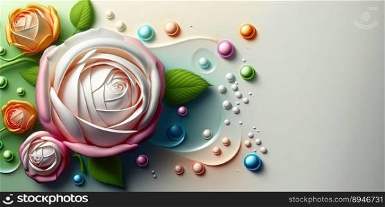 Digital Illustration of Rose Flower In Bloom