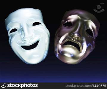 Digital Illustration of Theater Masks