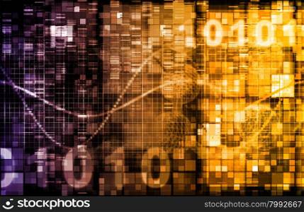 Digital Image Background with Binary Code Technology. Management Strategy
