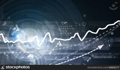 Digital infographics. Background image with media diagrams and graphs