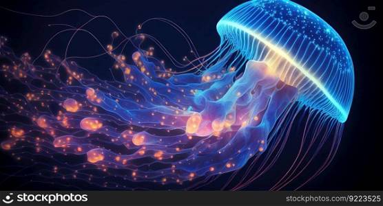 Digital Jellyfish  illustration. AI generative.