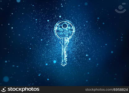 Digital key in keyhole in information security concept backgroun. Digital key in keyhole in information security concept background, illustration. Digital key in keyhole in information security concept background, illustration