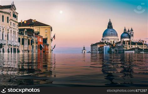 Digital manipulation of flooded Canal Grande in Venice, Veneto, Italy - Climate change concept. Digital manipulation of flooded Canal Grande in Venice, Veneto, Italy