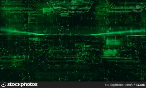 Digital matrix particles and grid abstract background