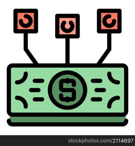 Digital money icon. Outline digital money vector icon color flat isolated. Digital money icon color outline vector